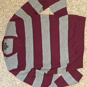 Banana Republic Extra Fine Merrino Men's Striped Sweater - Gray and Burgundy M